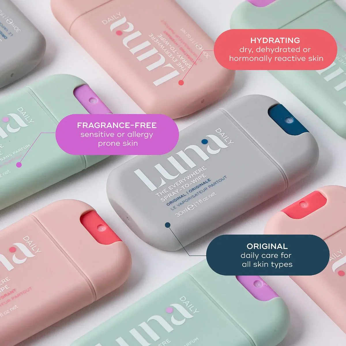 Luna Daily The Everywhere Spray-To-Wipe Mini - Hydrating Soft Cotton — фото 5