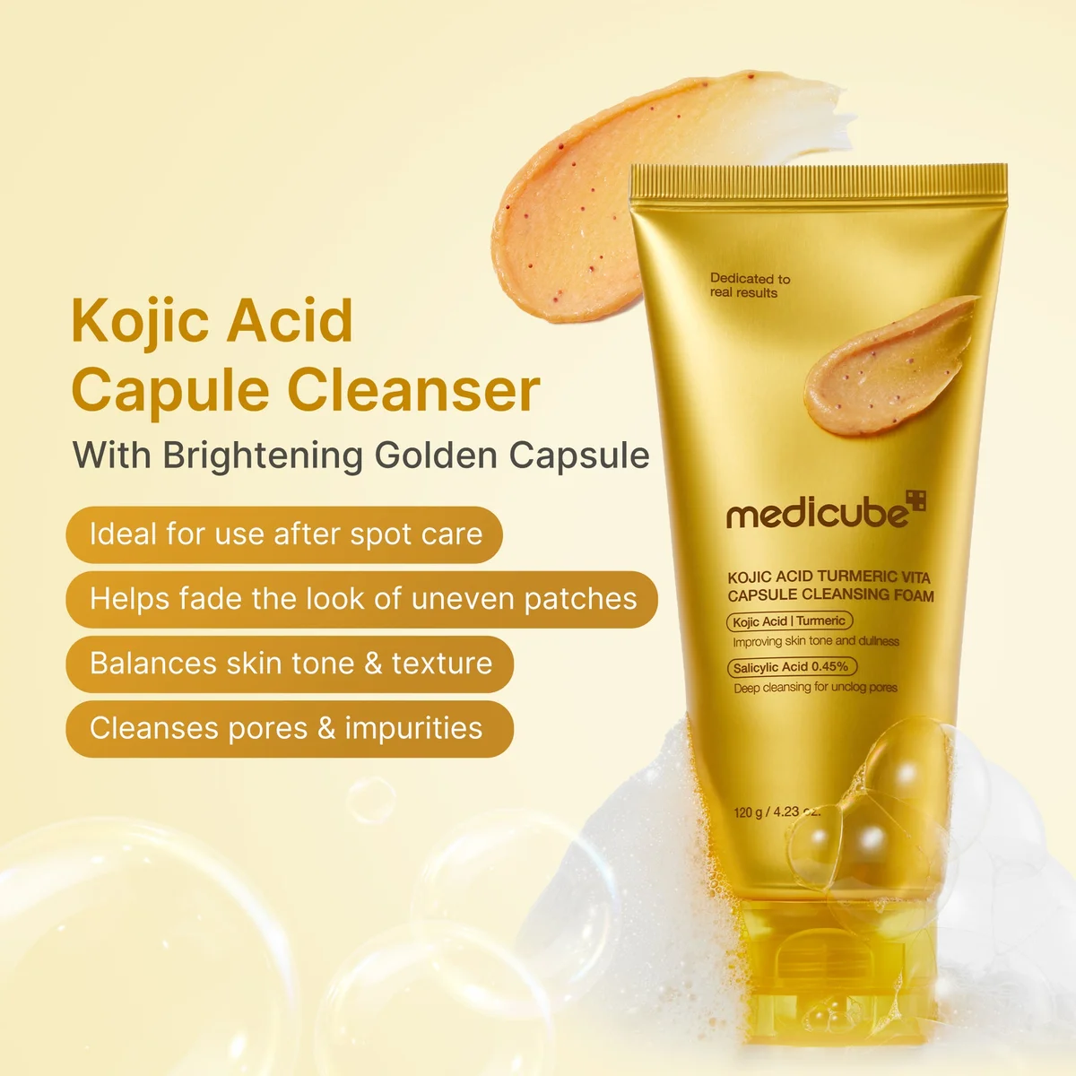 Medicube Kojic Acid Turmeric Vita Capsule Foam Cleanser — фото 3