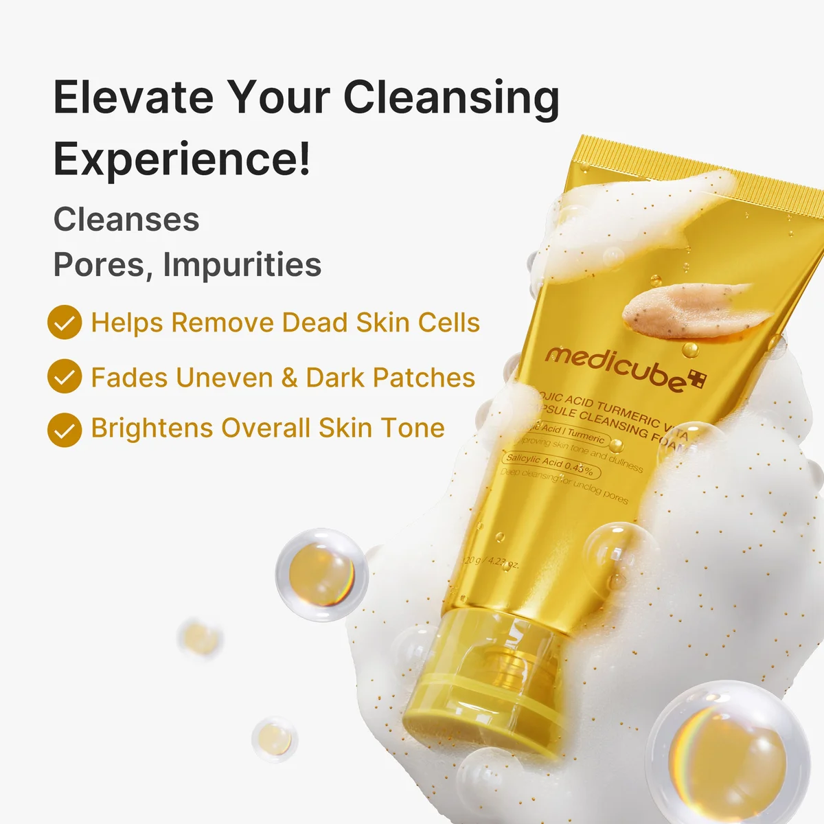 Medicube Kojic Acid Turmeric Vita Capsule Foam Cleanser — фото 4